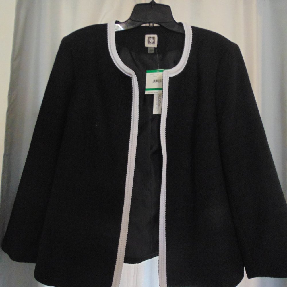 Ann Klein "Separates that Work" Black Jacket with White Trim NWT